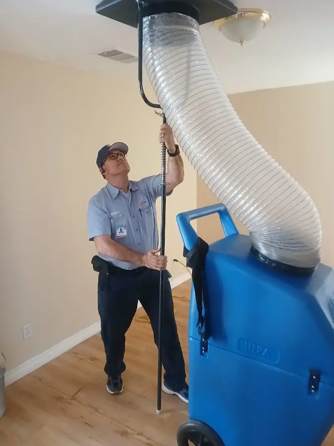 HVAC Installation technician using HEPA equipment in Dunn